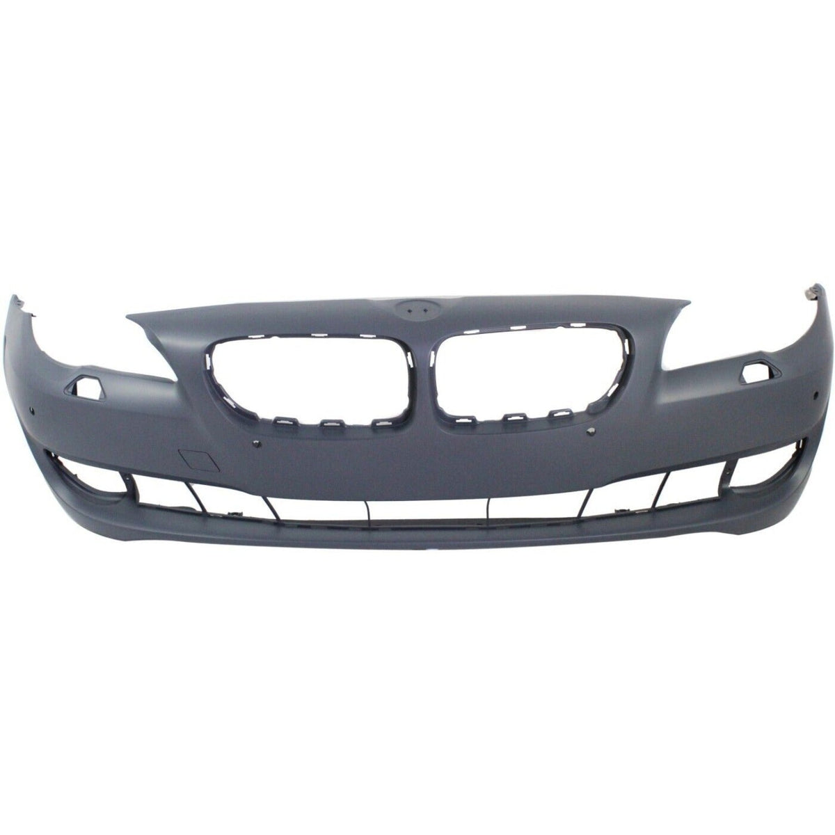 Front Bumper Cover Primed For 2011-2013 BMW 5-Series Without M Package With Park Distance Control Sensor Holes Without Side View Camera Sedan Replacement REPB010376P