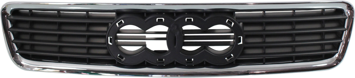 A4 99-02 GRILLE, Hood Mount, Chrome Shell/Primed Insert, From VIN X200001, Early Design