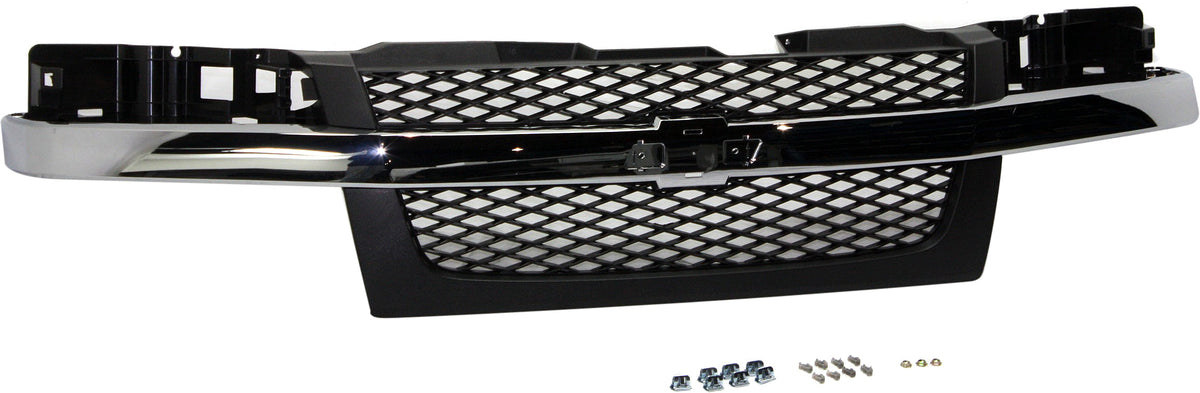 COLORADO 04-12 GRILLE, Mesh Insert, Textured Dark Gray Shell and Insert, 2-Piece Design, w/ Chrome Center Bar