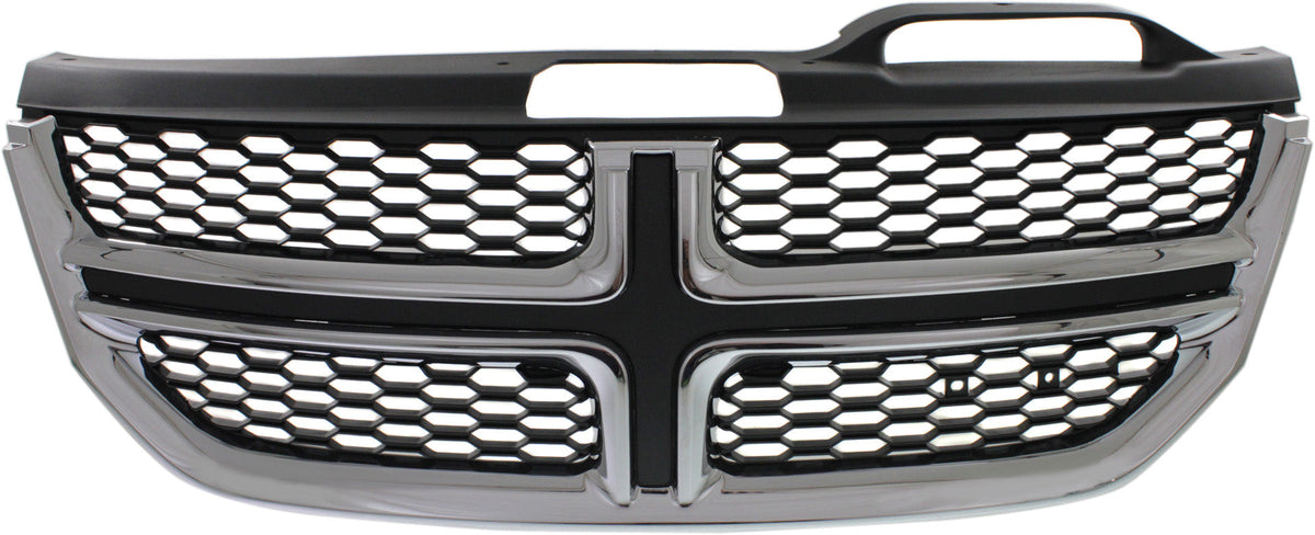 JOURNEY 11-20 GRILLE, Textured Black Shell and Insert, w/ Chrome Molding, w/o Fog Lights