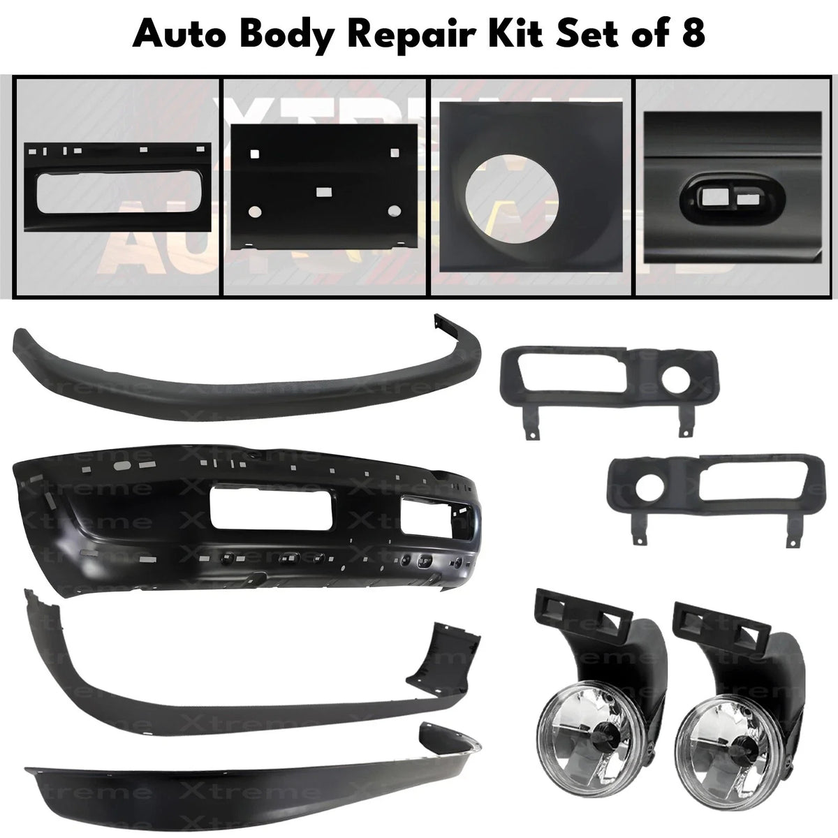 Front Bumper Primed Steel & Fog Lights Kit For 1994-2002 Dodge Ram 1500 2500