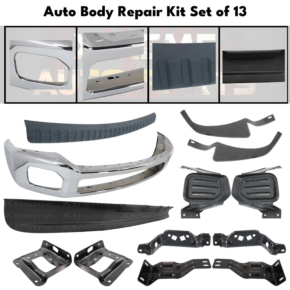 Front Bumper Chrome & Brackets Kit Fits 2011-2016 Ford F-250 F-350 Super Duty