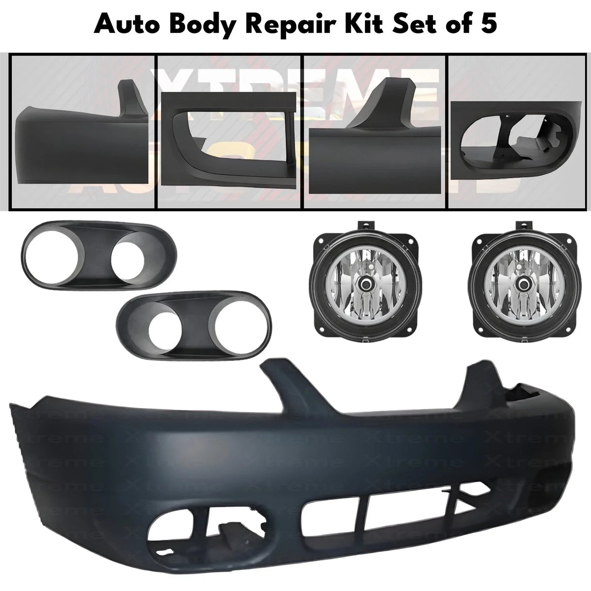 Front Bumper Cover Primed Plastic & Fog Lights Fits 2003-2004 Ford Mustang Cobra