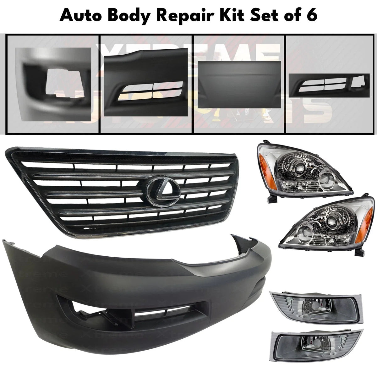 Front Bumper Cover Primed Plastic & Headlights Assembly Fits 2003-09 Lexus GX47