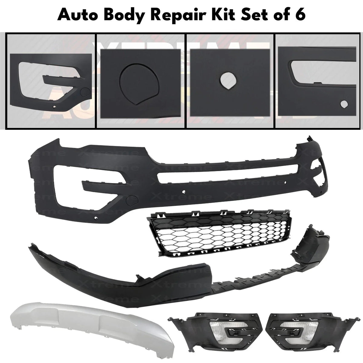 Front Bumper Cover Primed Plastic & Fog Lights Kit Fits 2016-2017 Ford Explorer