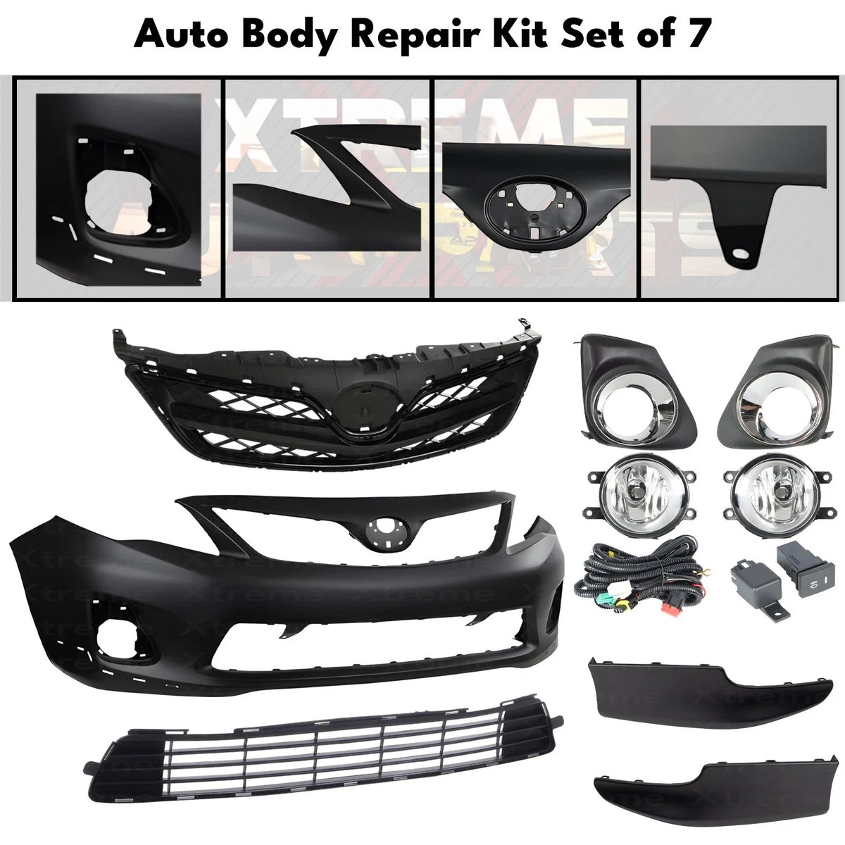 Front Bumper Cover Paintable & Grille Assembly Kit Fits 2011-2013 Toyota Corolla
