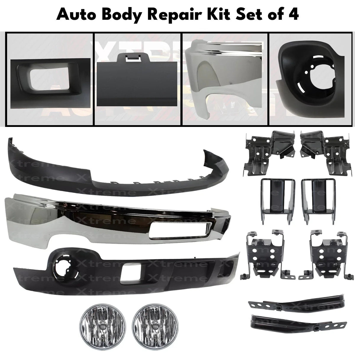 Front Bumper Chrome & Brackets Kit Fits 2011-2014 GMC Sierra 2500 HD & 3500 HD