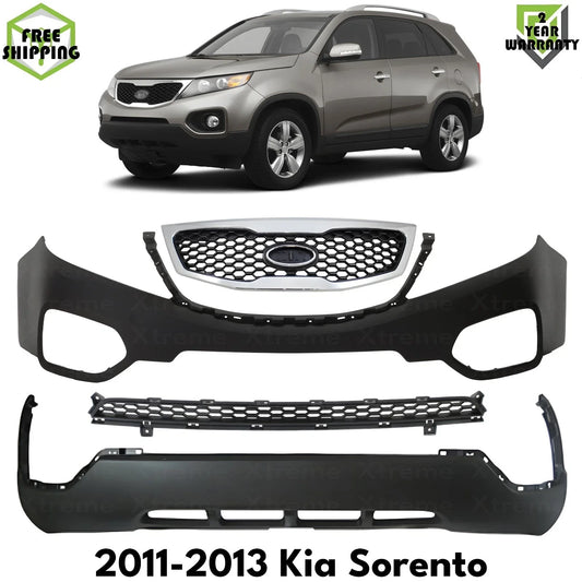 Front Bumper Cover Primed Plastic & Grille Assembly Fits 2011-2013 Kia Sorento