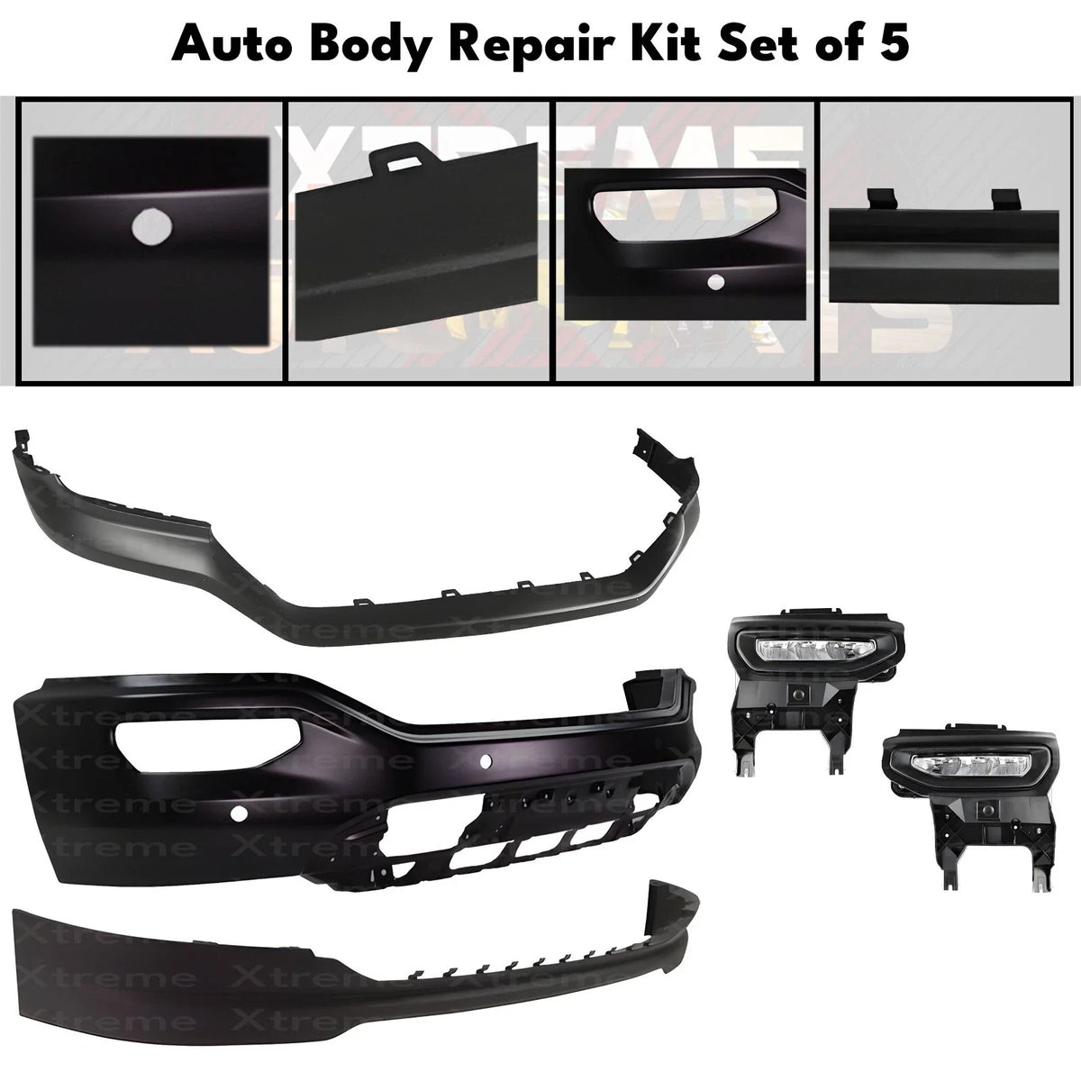 Front Bumper Paintable Steel & Fog Lights Kit Fits 2016-2018 GMC Sierra 1500