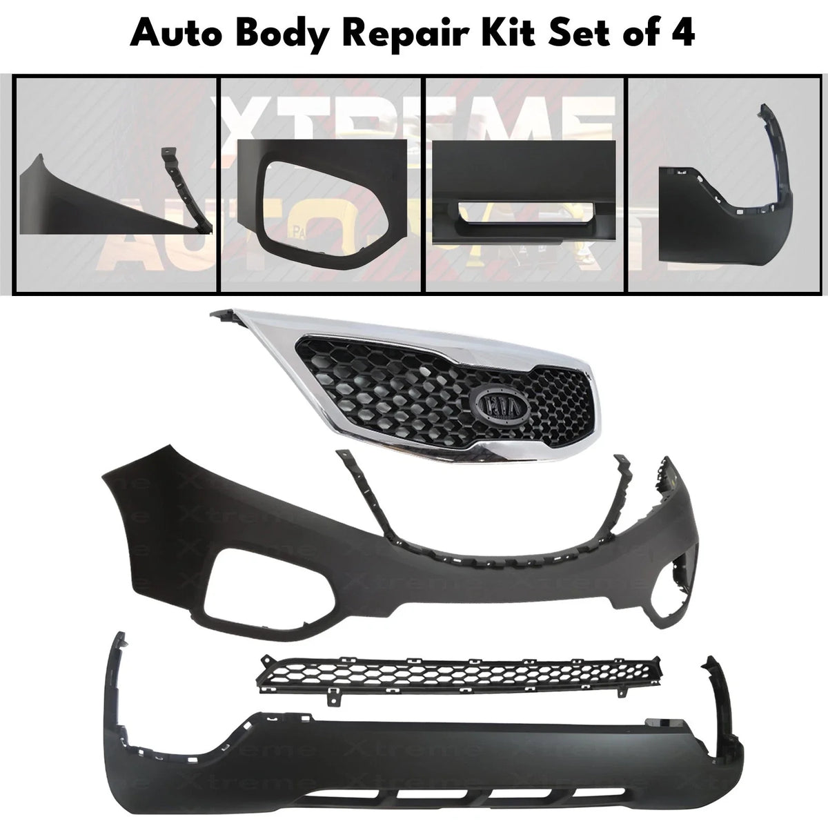 Front Bumper Cover Primed Plastic & Grille Assembly Fits 2011-2013 Kia Sorento
