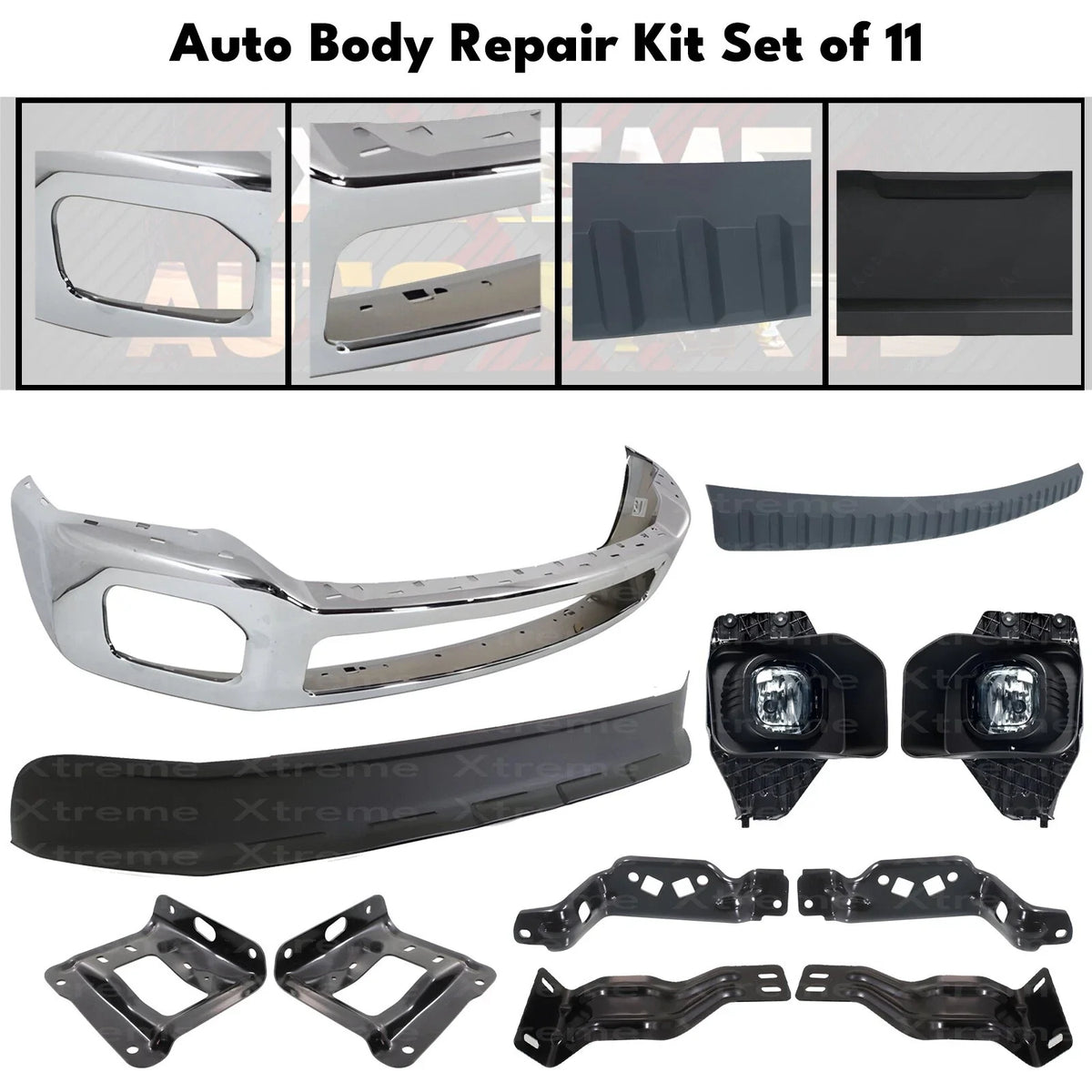 Front Bumper Chrome & Fog Lights Kit Fits 2011-2016 Ford F-250 F-350 Super Duty